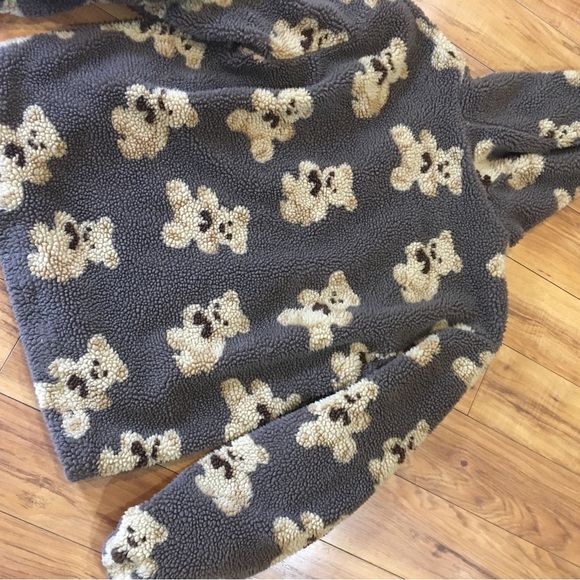 Teddy Bear cozy hoodie fleece sweatshirt hooded pullover kangaroo pocket… - Picture 2 of 10